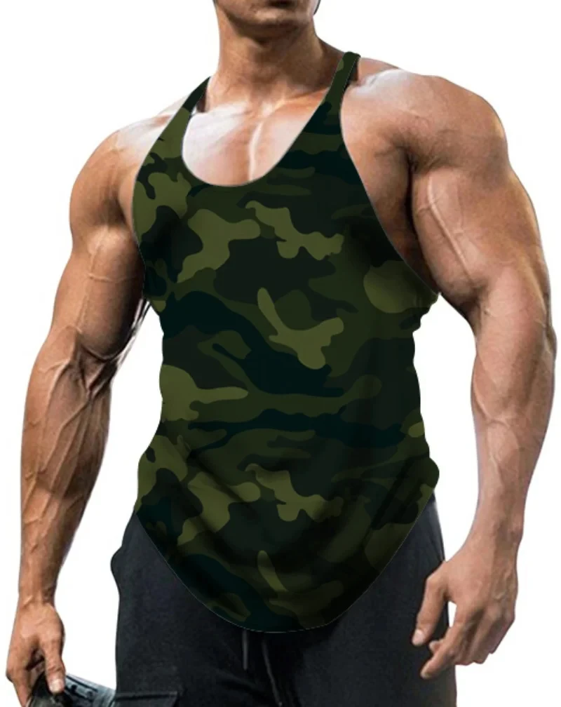 Men\'s Thin Camouflage Sleeveless 3D Print Vintage Fashion Tank Tops Summer O-Neck Oversized Harajuku Male Campaign Vest