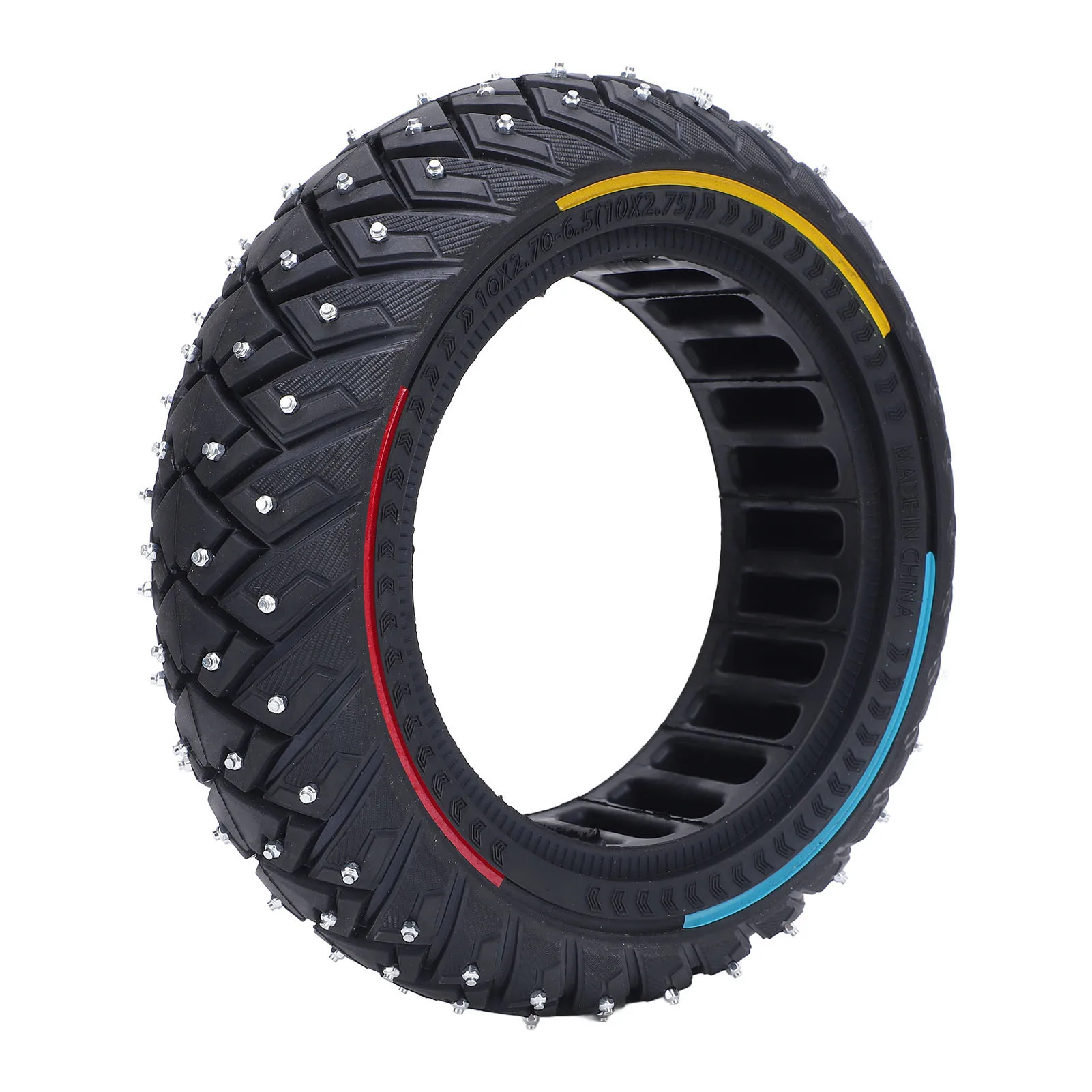 

10x2.70 6.5 Electric Scooter Tire with Anti Slip Screws Three Color Line Rubber Honeycomb Shock Absorption Solid Tire