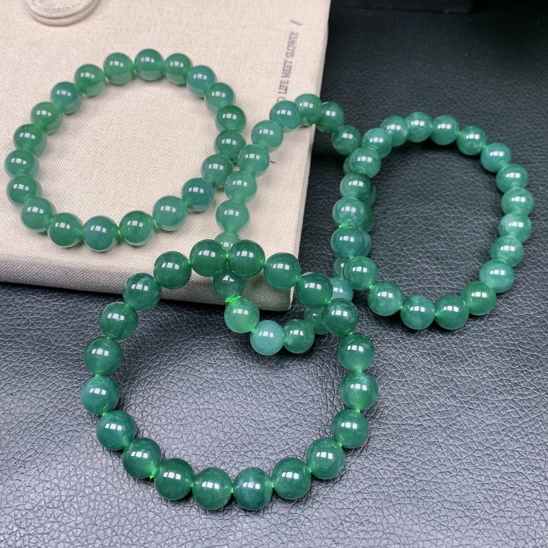 Real Shot-like Blue Natural A- Level Bracelet Dangerous Material Jade Bead Necklace 9.5-9.7mm