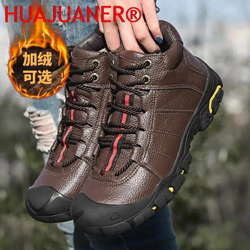 Winter Boots Men Shoes Big Size 50 Leather Women\'s Sports Shoes 36 Outdoor Non-slip Work Hiking Shoes Combat Boots Shoes Man