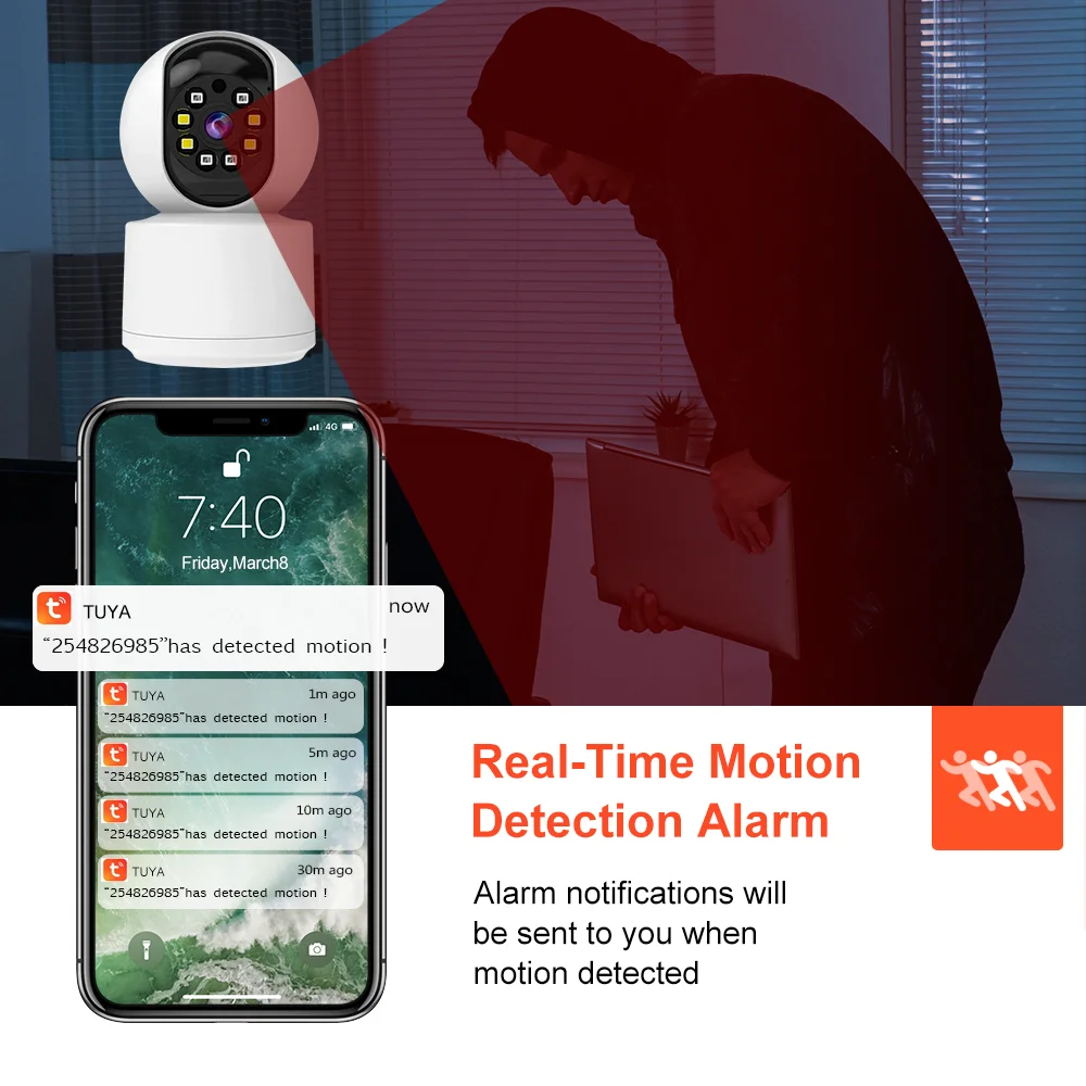Tuya-インテリジェント監視カメラ,wifi,IP, 4倍ズーム,PTZ,カラー,暗視,ベビーモニター,HD cctv,3mp