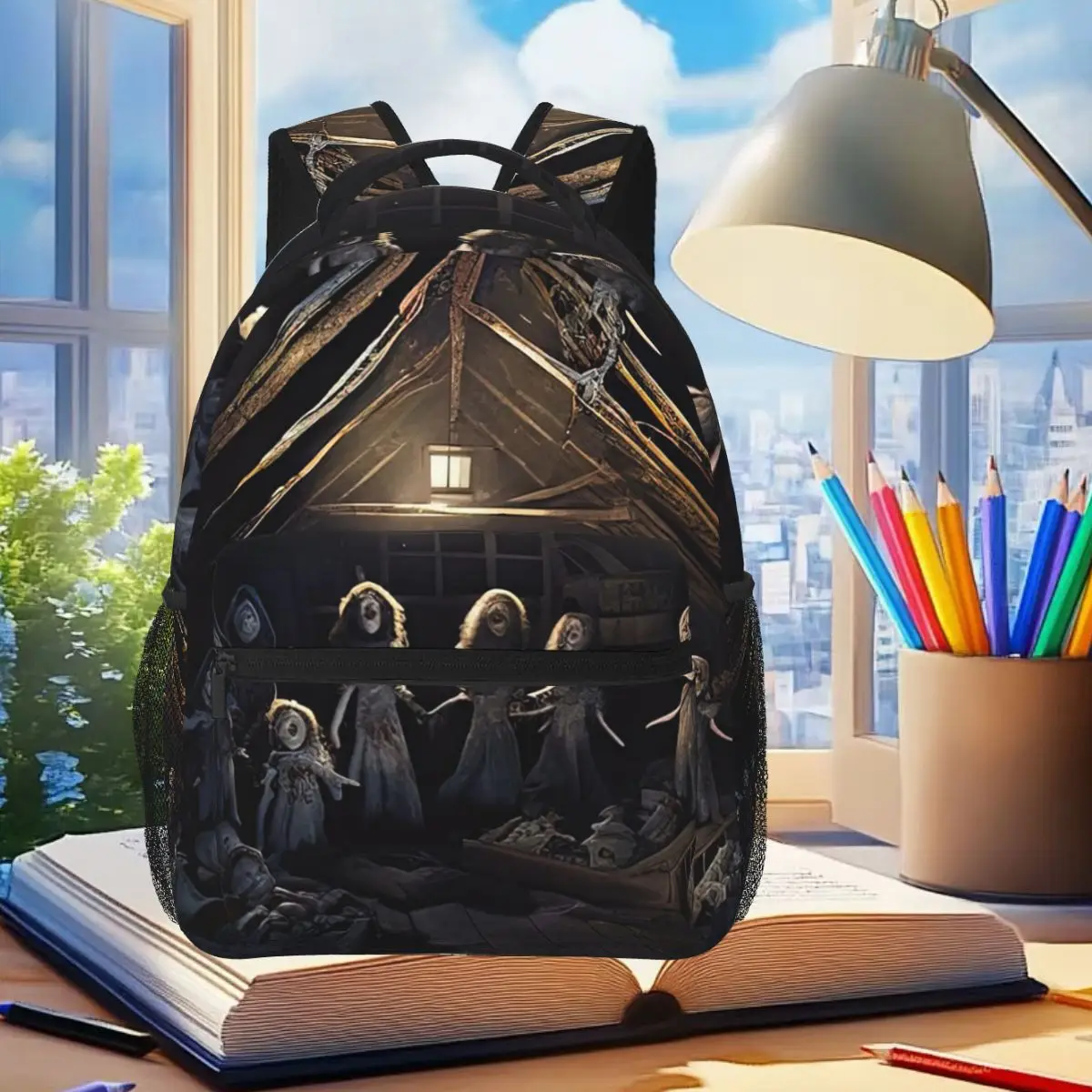 

Рюкзак с привидениями на чердаке и Possessed Creepy Dolls, студенческая сумка для книг для мальчиков и девочек, детская школьная сумка, сумки на плечо для ноутбука, мужские и женские сумки