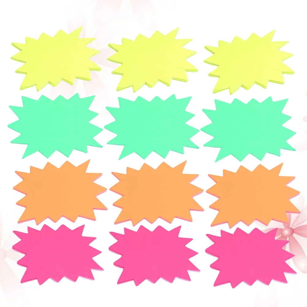 

120 Pcs Fluorescent Paper Price Tag Explosion Shaped Bright Supermarkets Mall Shop Retail Clip on Products