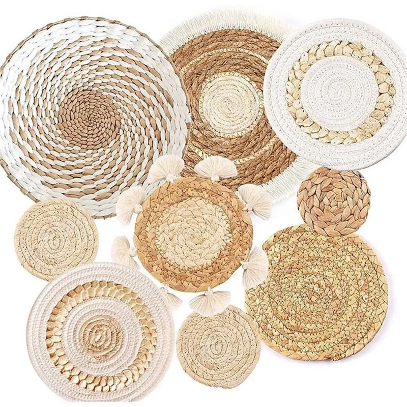 【ALLOWANCE】27 Pack Boho Wall Basket Set, Hanging Woven Wall Basket Decor, Seagrass Rattan Wicker Boho Wall Decor
