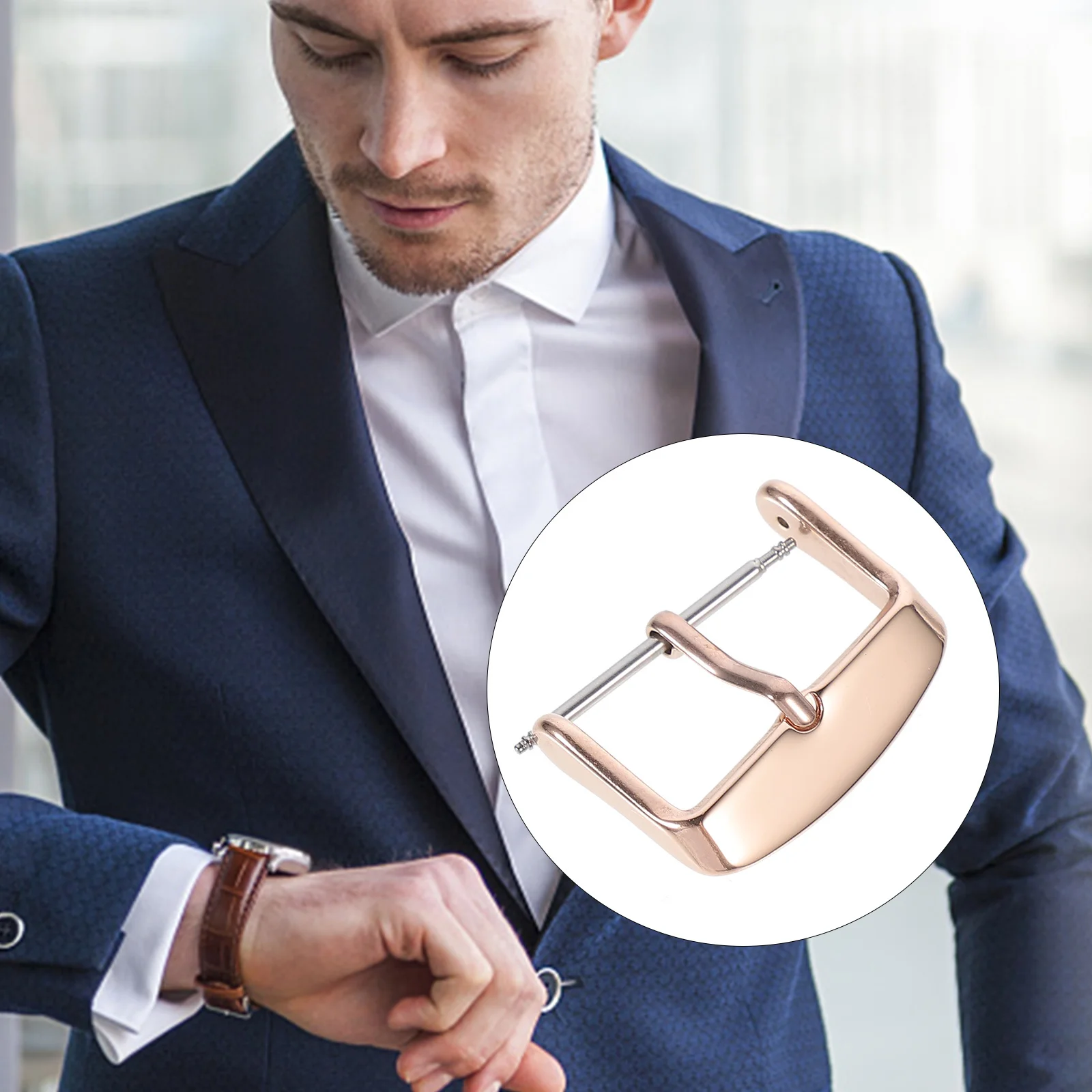 

2Pcs Watch Buckles Stainless Steel Rustproof Universal Strap Buckles Practical Replacement Watch Band Clasps Accessories