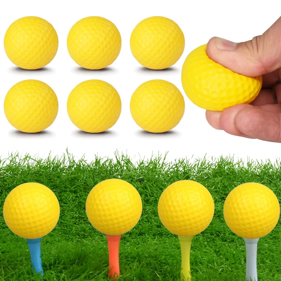 4/20pcs Yellow PU Golf Ball Indoor Swing Practice Sponge Ball Outdoor Sports Portable Supplies for Daily Exercise XJM