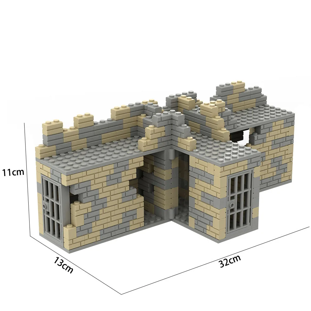 Segunda guerra mundial militar moc pequenas ruinas base de treinamento militar diy acessórios blocos de construção tijolos brinquedos natal crianças presentes