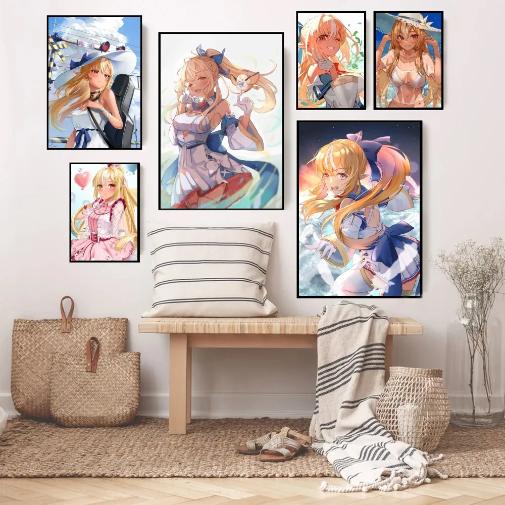 Anime Hololive Shiranui Flare Posters Stickers Living Room Bedroom Entrance Cafe Wall Art Decoration Painting Room Decor