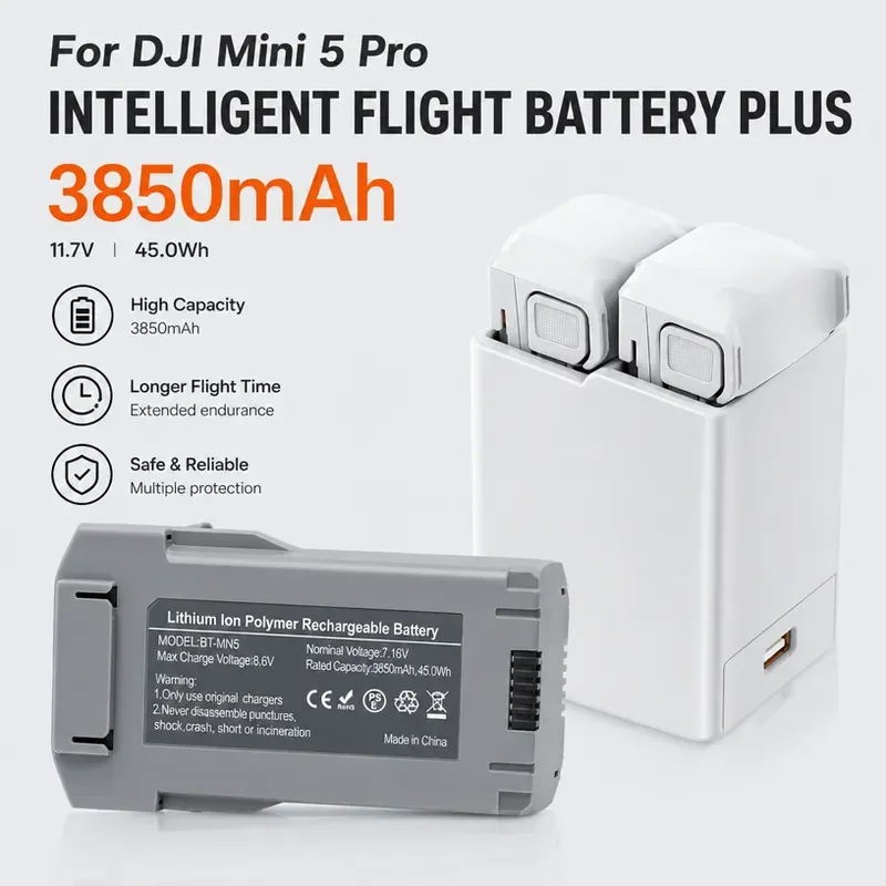 Mini 5 Pro 7.38V 3850mAh/5000mAh For DJI Mini 5 Pro Long Endurance Extended Flight Time For Aerial Photography Outdoor Flying