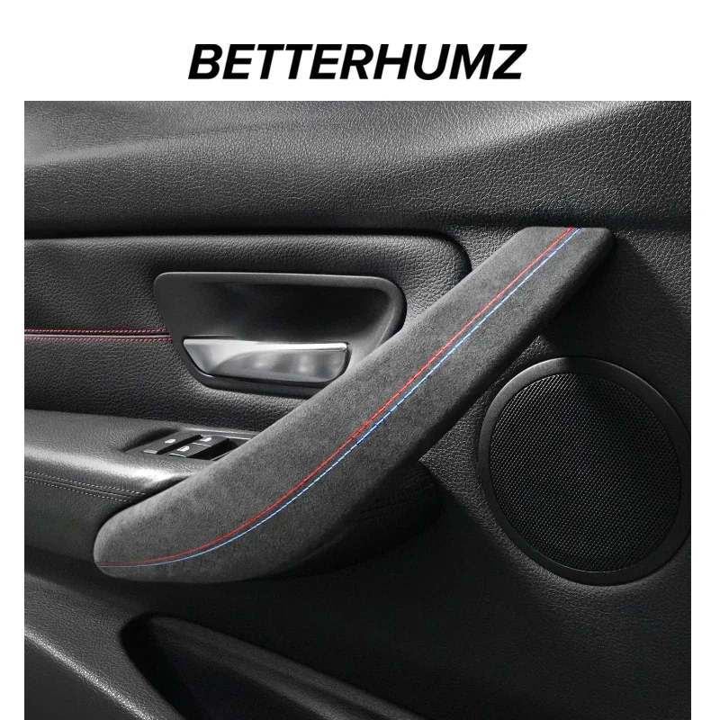 BETTERHUMZ For BMW F30 F32 F34 3 Series Car Door Armrest Handle Cover Trim Made of Alcantara Stickers M Performance Accessories