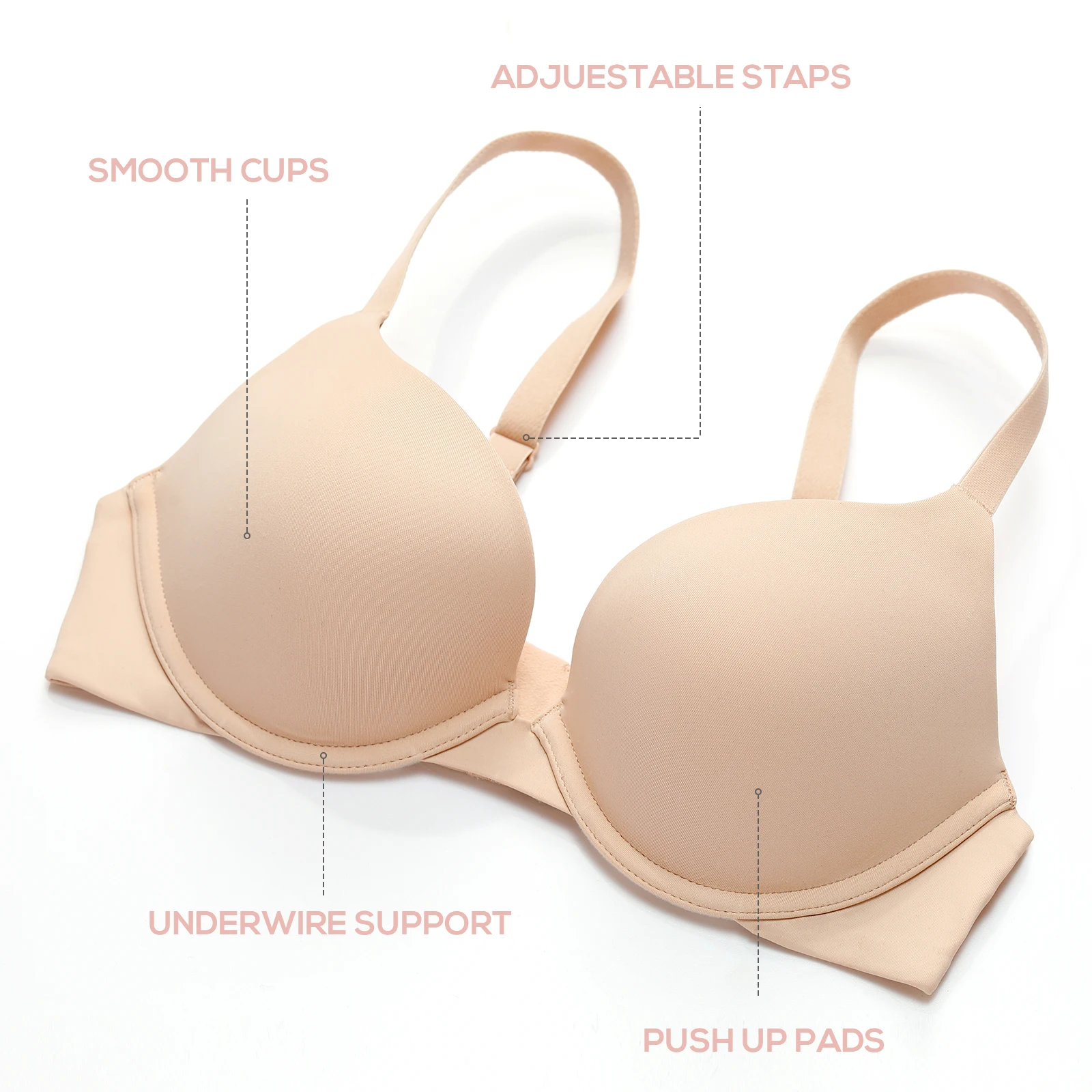 Dobreva mulher push up bra mergulho cobertura completa t camisa sutiãs confortável acolchoado underwire