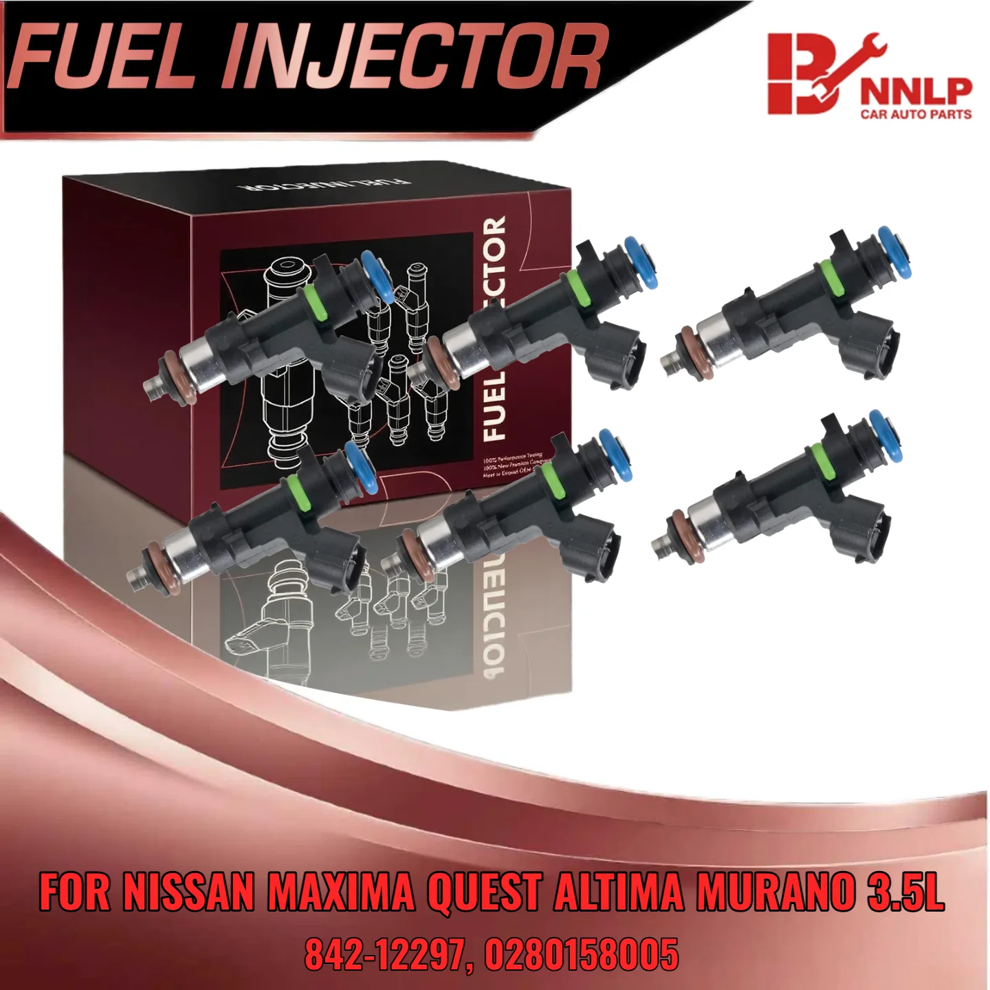 

For Nissan 6PCS Fuel Injectors 0280158005 Fit 3.5L V6 DOHC Maxima Quest Altima Murano 84212297