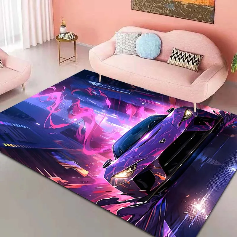 15 Size Supercar Racing Pattern Carpet for Living Room Decor, Bedroom, Kitchen, Bathroom,Foot Mat,Cloakroom Mats Home Carpet Rug