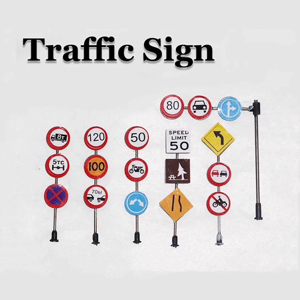 

Diorama Miniature Traffic Signage Model Simulation Traffic Signs Mini Road Signage Accessories for City Road Scene Models