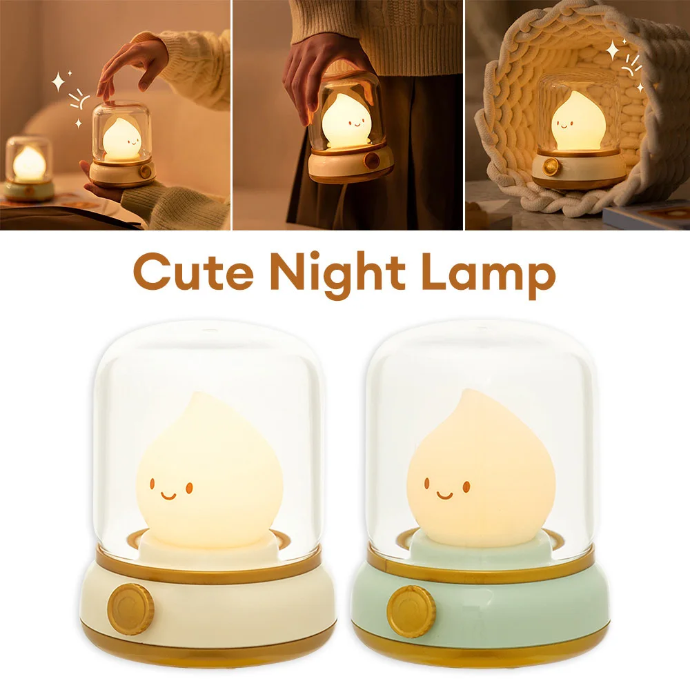 Retro LED Candle Lamp Night Light USB Rechargeable LED Kerosene Lamp Warm Light Desktop Decoration Lamp for Bedside Kids Gift