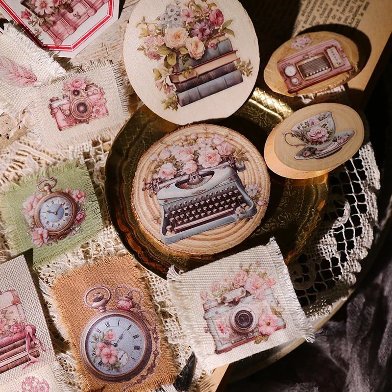 Vintage RUB ON Floral Typewriter Stickers Junk Journal Camera Transfer Stickers Photo Diary Album Scrapbooking Craft Stickers