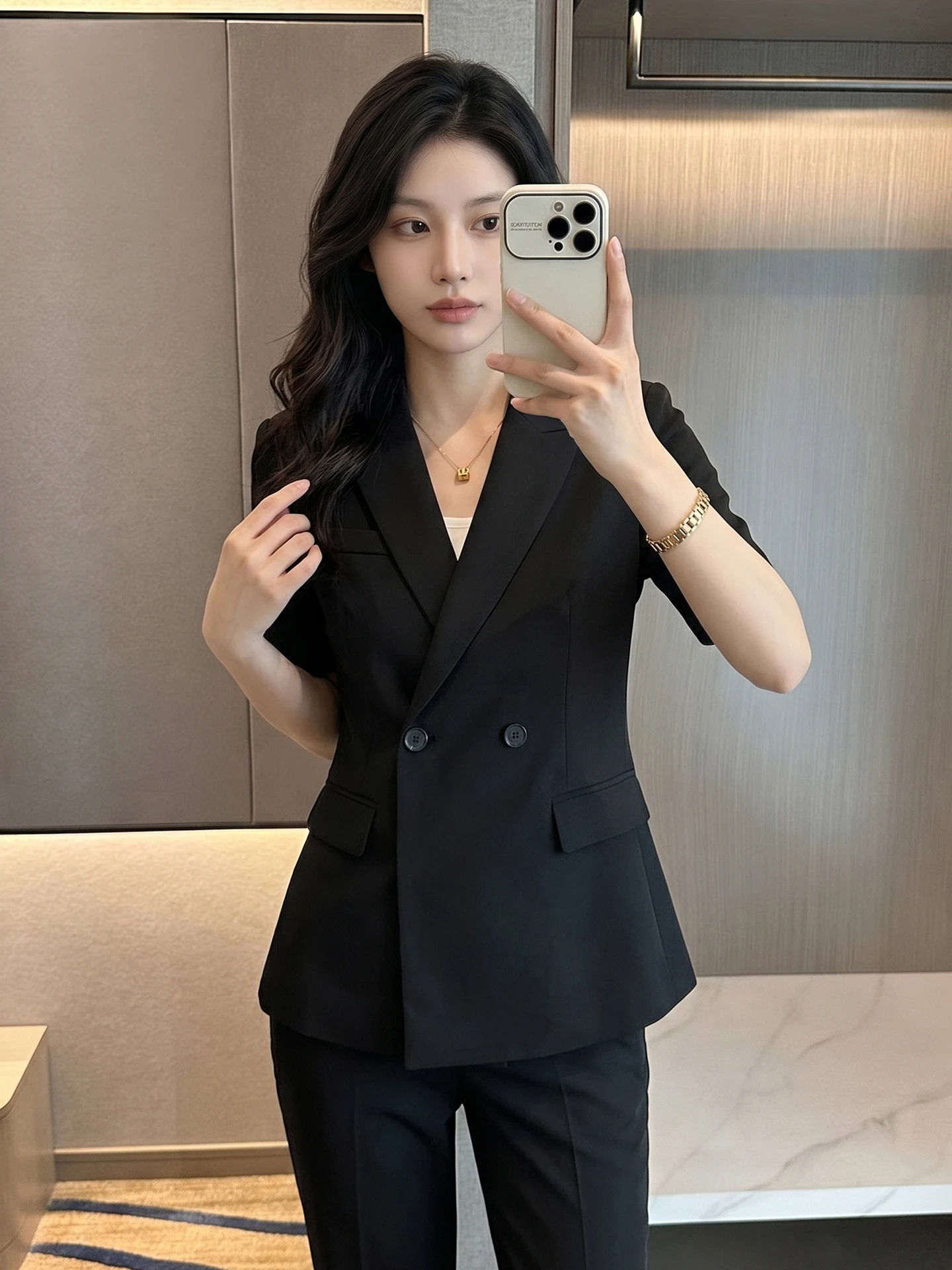 Black Formal Suit Women's Set High-End Feeling Small Size Interview Professional Outerwear Formal Occasion Work Uniform