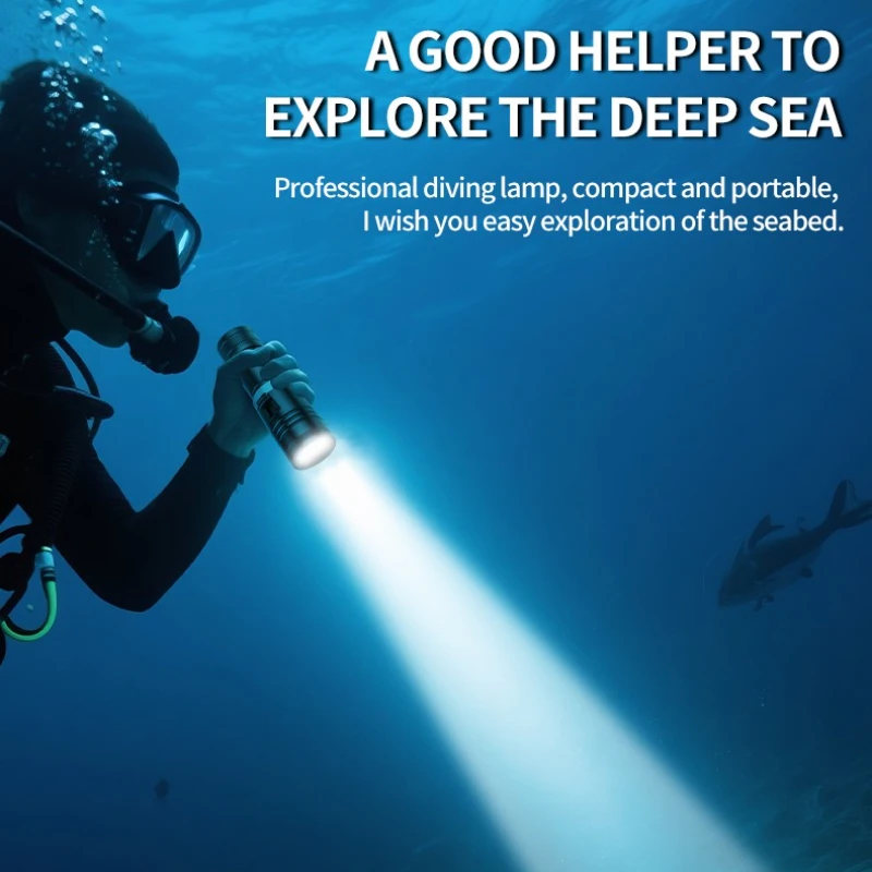 D117 Aluminum Waterproof IPX8 Diving Flashlight LED Scuba Diver Diving Light 100M  Waterproof Lantern Camping Fishing LED Torch