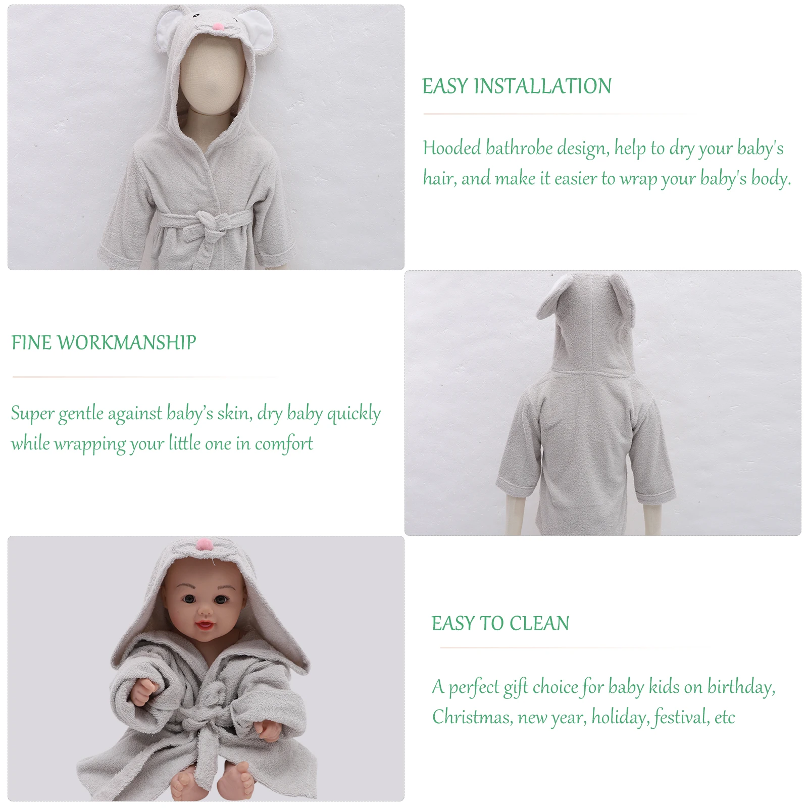 

Bathrobe Cartoon Style Cotton Infant Robe Wrap Soft Bath Towel Shower Gift Toddler Robe Toddler Bathrobe