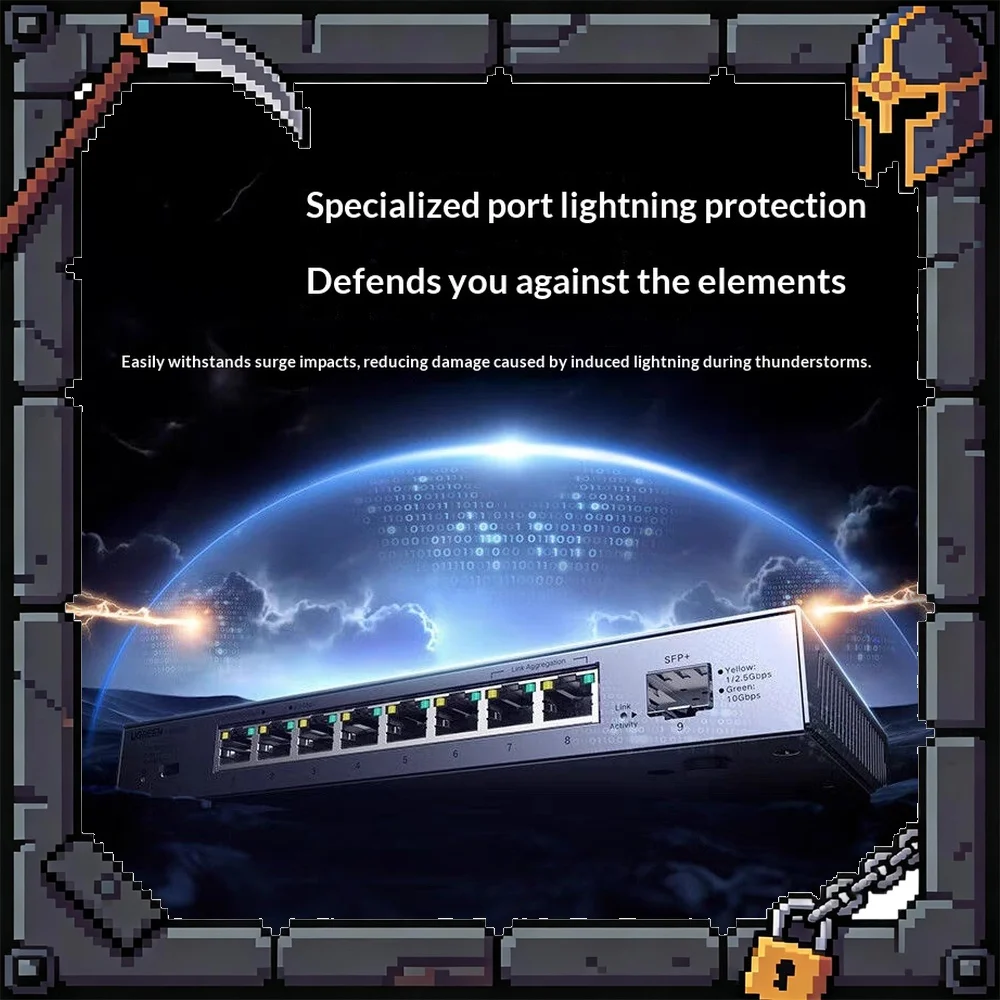 UGREEN CM754-35049 2.5G Ethernet Switch 8 Port 10G Fiber VLAN Web Managed for NAS Router PC