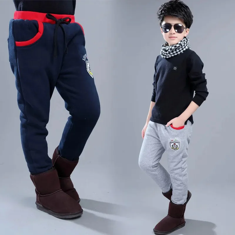 Boys Winter Pants High Quality Warm Velvet Teenagers Leggings Kids Elastic Waist Fashion Huggy Wuggy Trousers