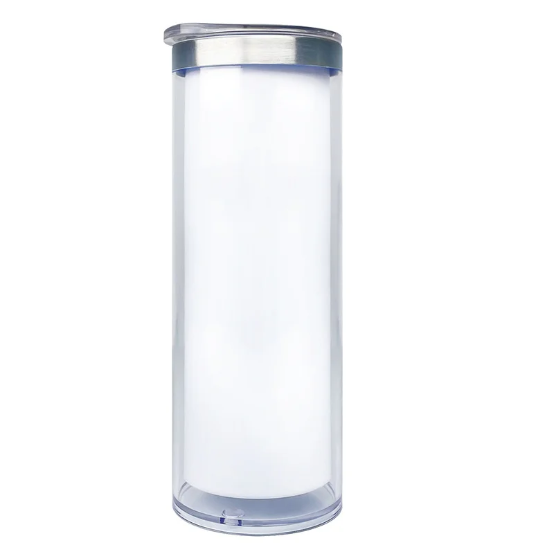 20oz Sublimation DIY Flash Snowball Straight Cup 304Globe Skinny Tumbler Insulated Cup Heat Sublimation