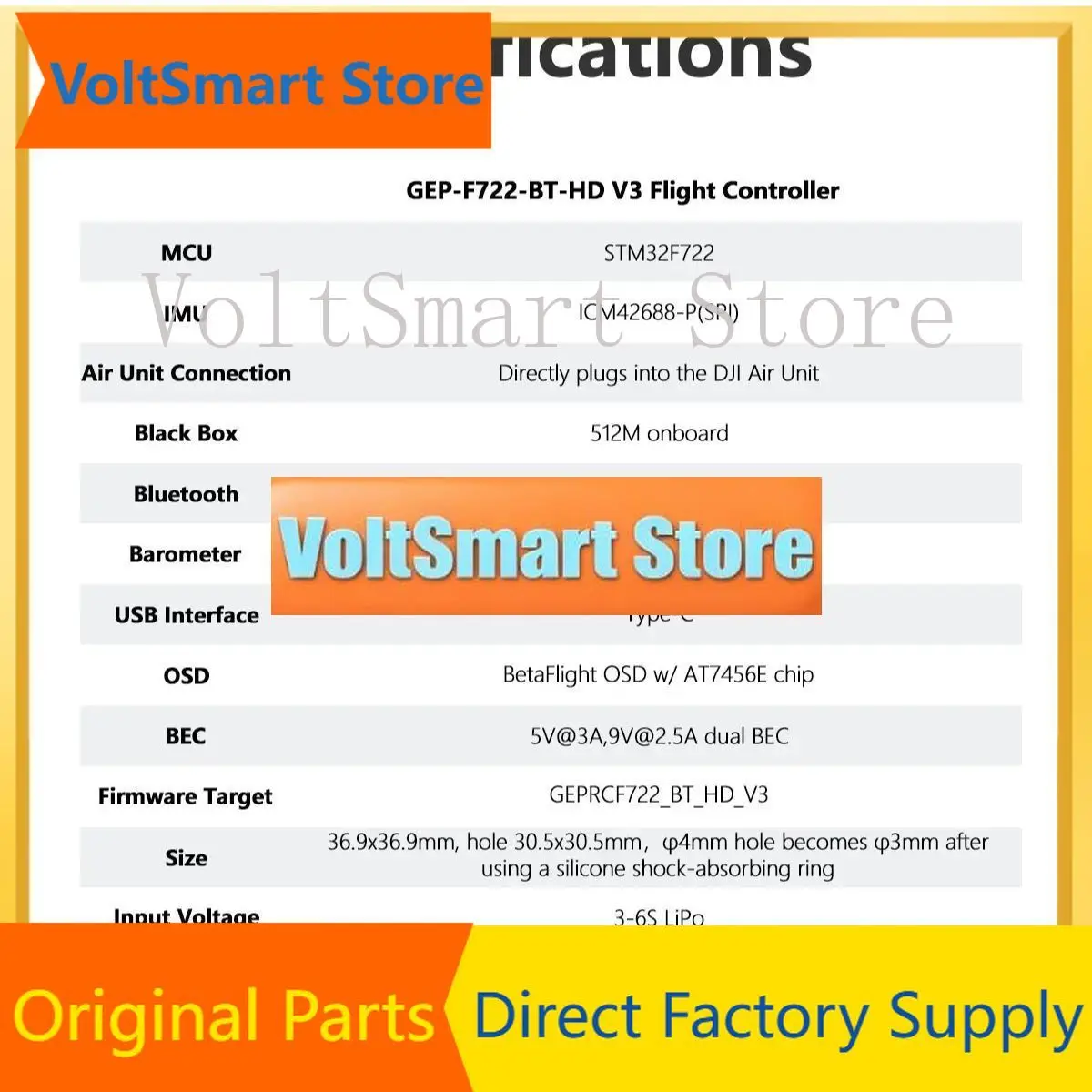 VoltSGEPRC TAKER F722 BT 8Bit 65A 60A 50A Stack 4IN1 ESC 512M Black Box 32Bit Data Analyze Record Flight Barometer Racing FPV Dr