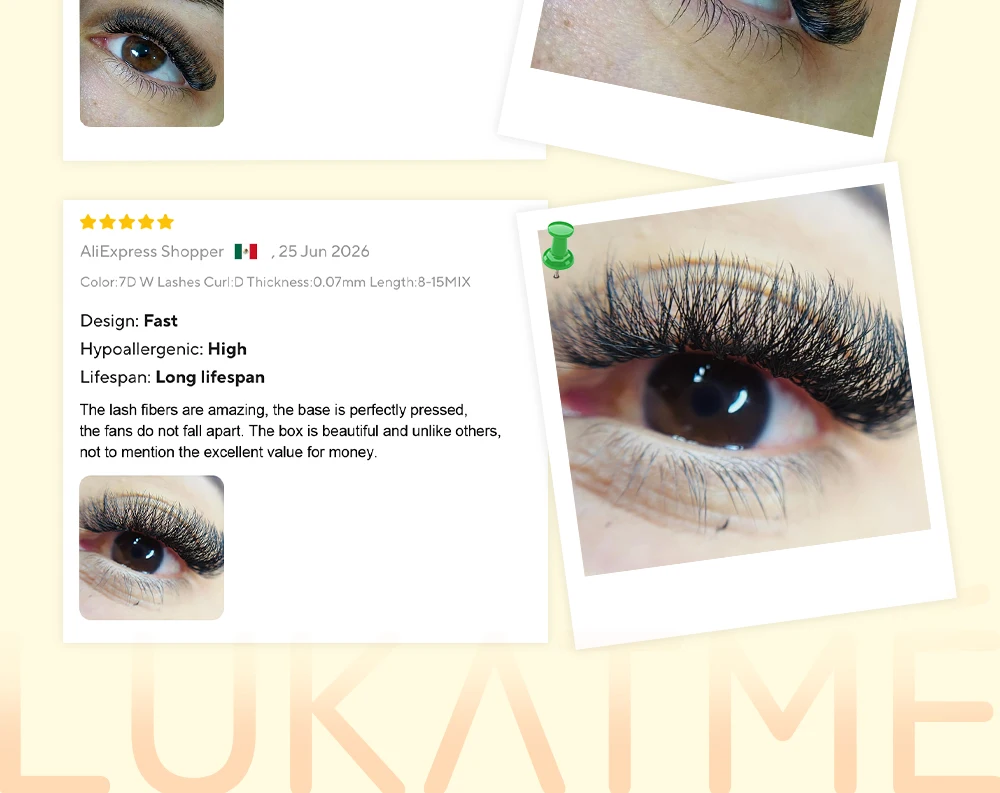 LUKATME 7D W-Form Wimpernverlängerungen, vorgefertigte Fächer, Mega-Volumen-Wimpernbüschel, C/D-Curl, Easy Fan 7D Wimpern, 8-15mm Mix für den Salon – Detail 14