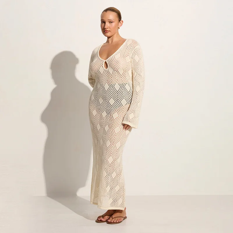 2024 sommer Neue Rock frauen Einfarbig Sexy Gestrickte Strand Bikini Badeanzug Cover Up Sonnenschutz Kleidung