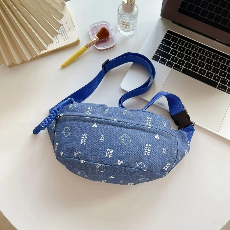 

New Sanrio Hello Kitty Kawaii Anime Cute Casual Waist Bag Girl Heart Versatile Crossbody Sports Chest Bag Cartoon Gifts Girls