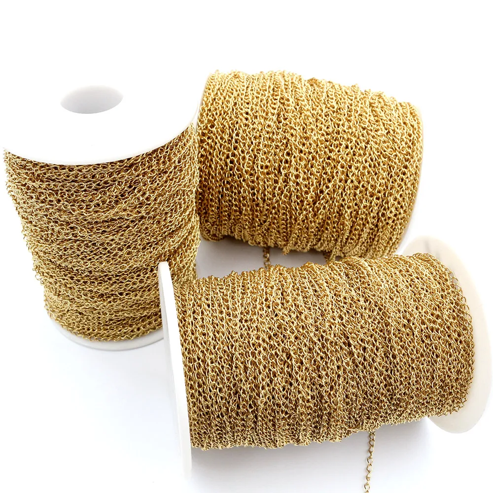 5 متر/وحدة لا تتلاشى أبدا الفولاذ المقاوم للصدأ عقد ذهب سلاسل السائبة DIY بها بنفسك النتائج مجوهرات صنع المواد اللوازم اليدوية