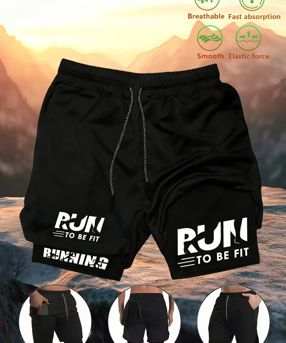 

Men's Quick-Dry 2-in-1 Running Shorts with Phone Pocket And Towel Loop Athletic Quick Dry Sports Mesh Running Shorts