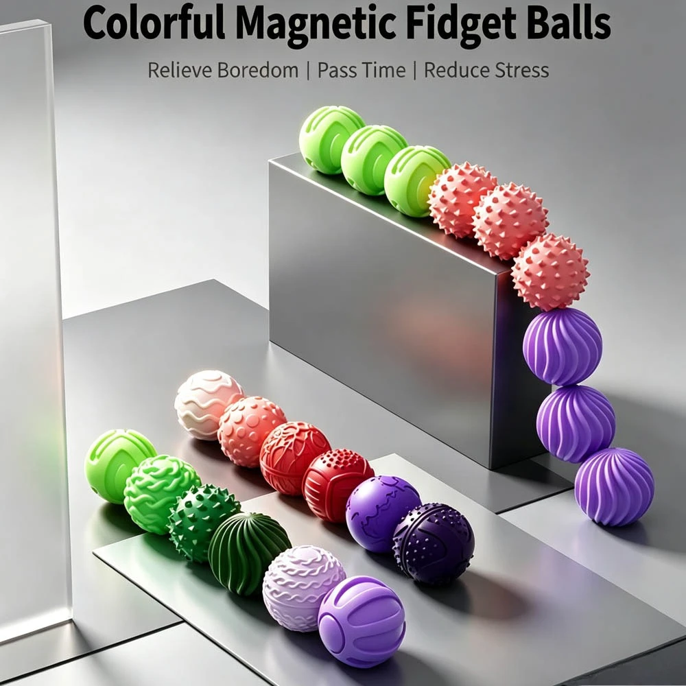 Fun Magnetic Silicone Sensory Balls Worry Balls Autism Calming Fidgeting Toy Fidget Toy Adults Anxiety Relief Stress Sensory Toy