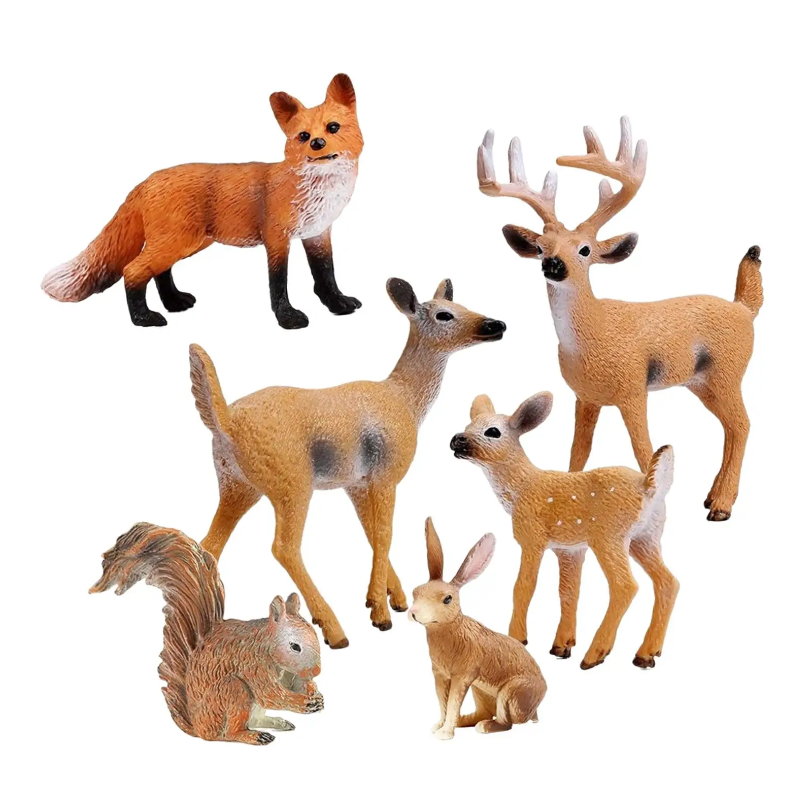 6 Pieces Woodland Creatures Figurines Jungle Animal Playset Forest Animals Figures for Party Favor