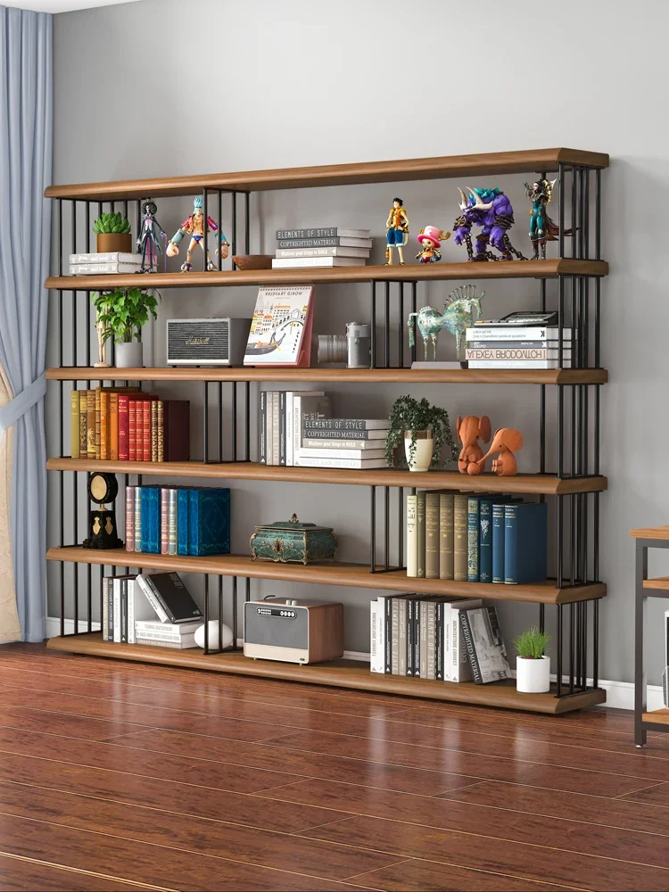 

Solid wood bookshelf Multi-layer display rack Whole wall shelf Living room storage rack Simple office partition Floo