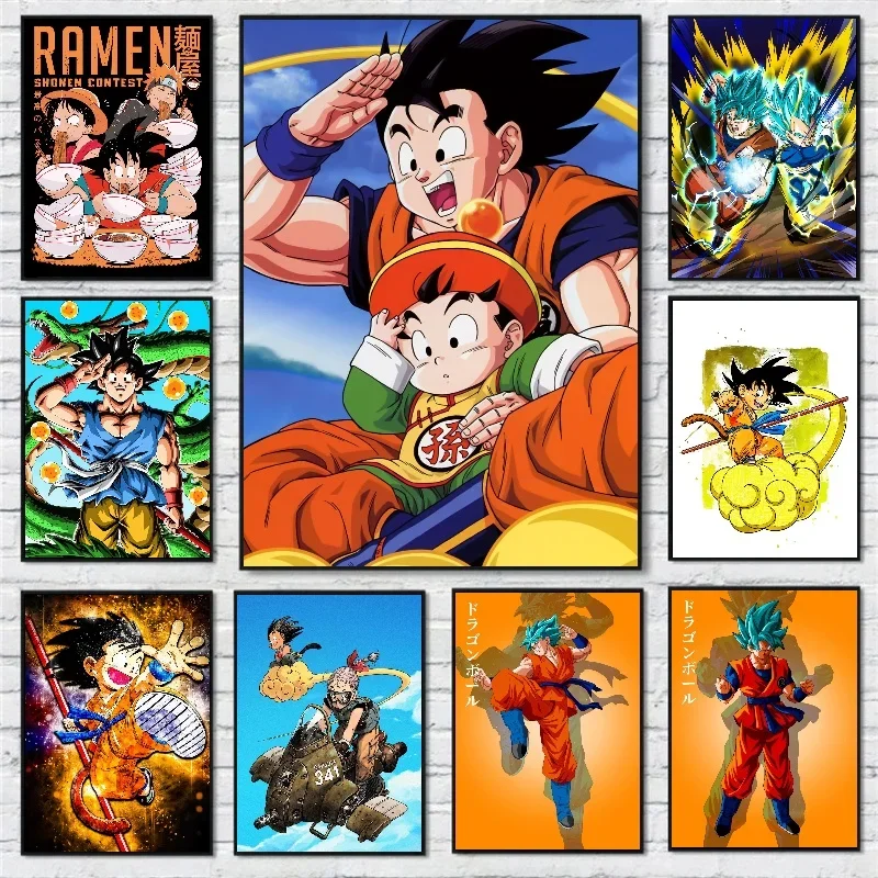 

Classic Japanese Anime Canvas Prints Vintage Poster Dragon Ball Z Figures Majin Buu Beerus Home Room Bar Wall Decor Art Painting