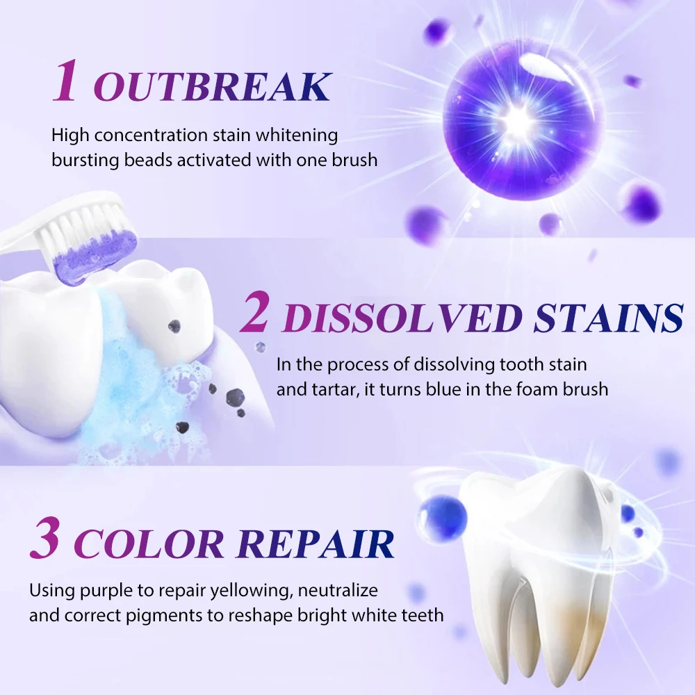 معجون أسنان مبيض نفس منعش تفتيح الأسنان العناية بالتنظيف العميق معجون أسنان يحافظ على صحة اللثة وإزالة البقع من الفم الطازج