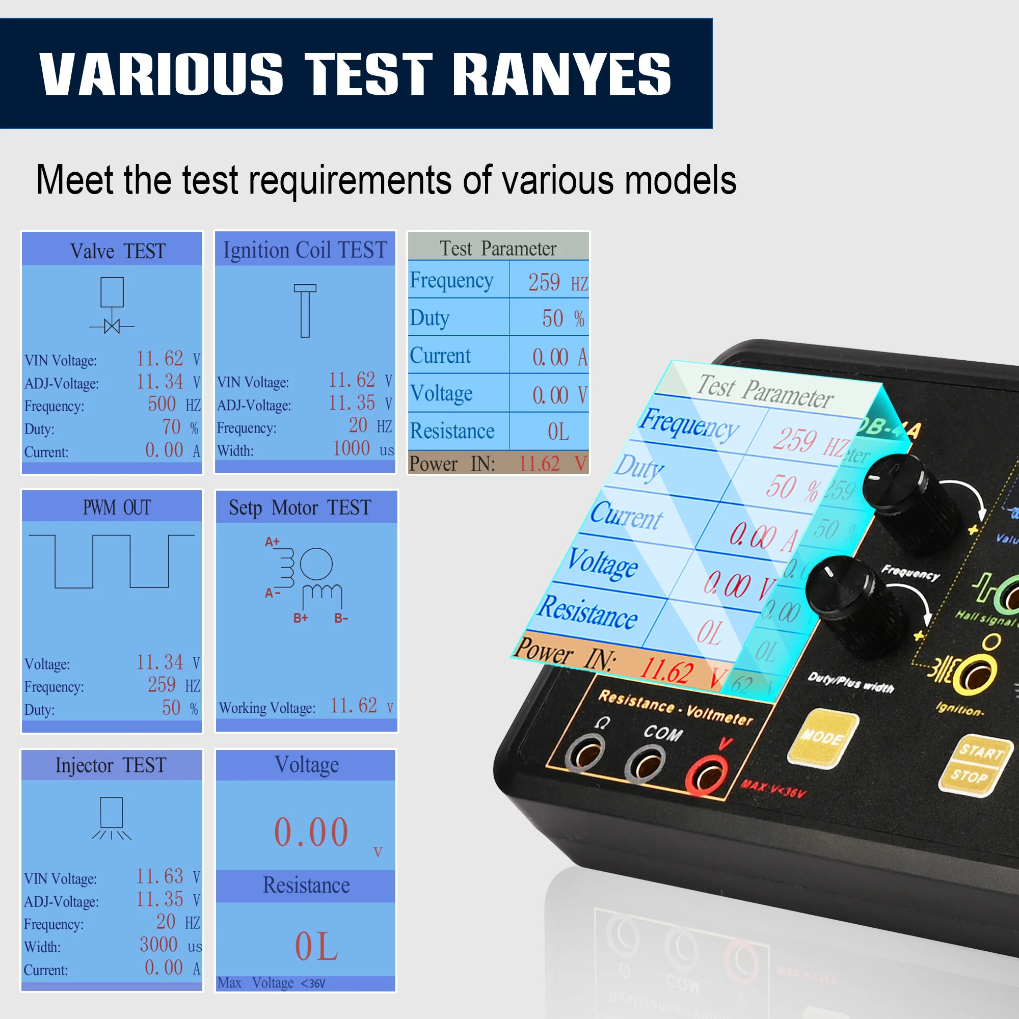 QDB-4A السيارات الإشعال لفائف اختبار حاقن الملف اللولبي صمام المهمل محرك متدرج أداة تستر كاشف الأخطاء محرك محاكاة #3