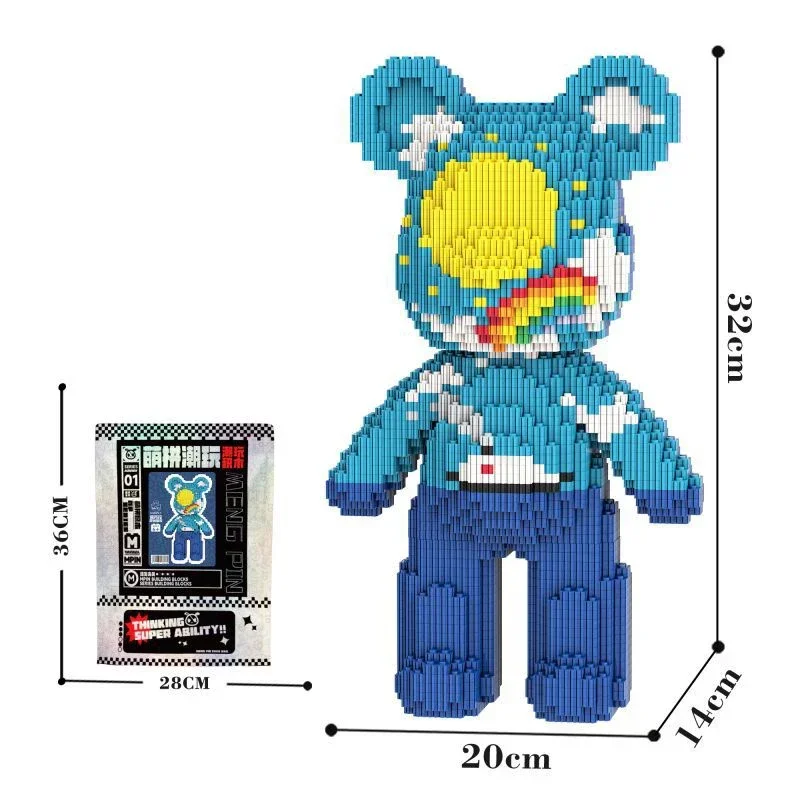 Mini Bearbricklys Starry Night Bear Model Bricks Set Micro Diamond Building Block Kits Zabawki Prezenty urodzinowe dla dzieci Chłopcy Dziewczynki