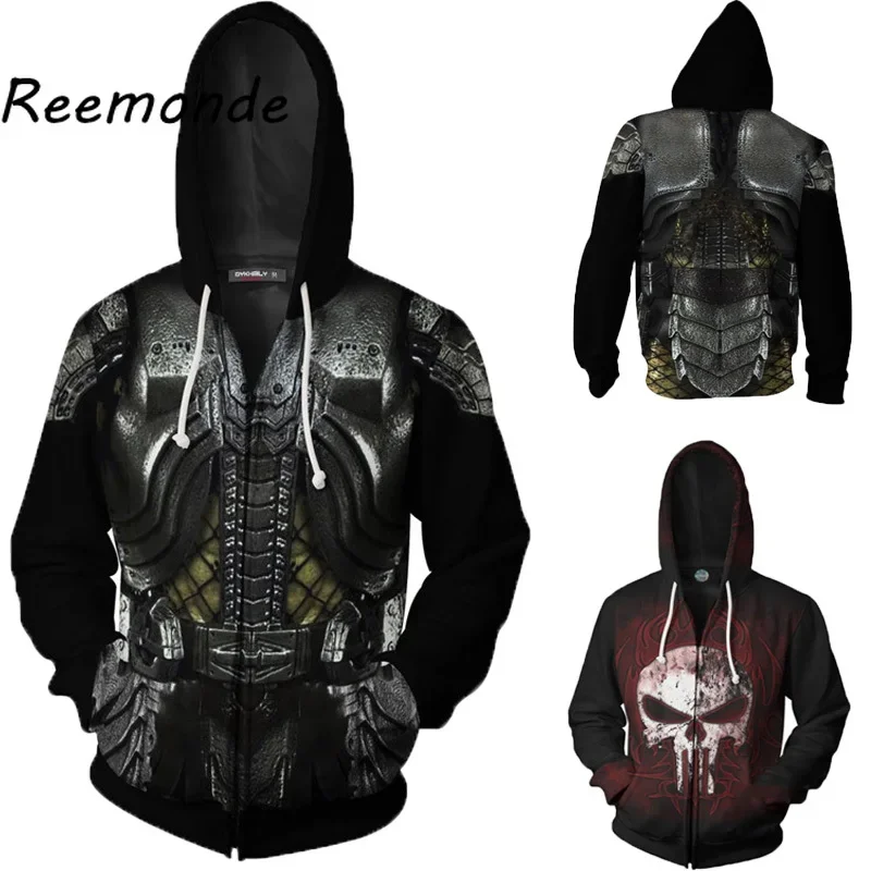 2019 Movie The Predator Hoodie Sweatshirt Black Jacket Cosplay Costumes The Predator Hoodies 3D Printed Sweatshirts For Men Male