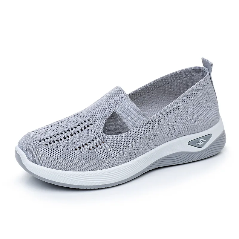 Summer women's plus size sandals knitted mesh breathable soft-soled shoes sports hiking middle-aged shoes