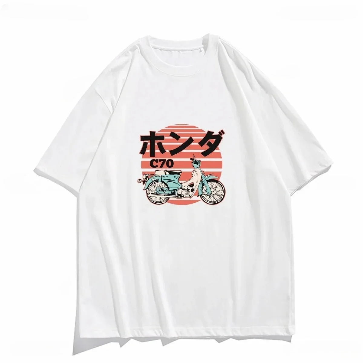 Vintage T-shirt Vintage Japanese Motorcycle Classic C50 C70 Printed Shirt Graphic T-shirt Women's Clothing Fashion Harajuku Y2k