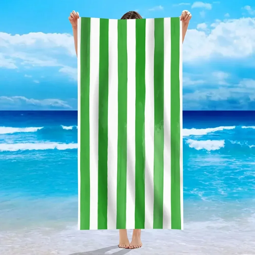 Various Colors Stripe Microfiber Beach Towel Fast Dry Trend Pattern Beach Towel Oversized Blanket Lightweight Towel Bathtowel