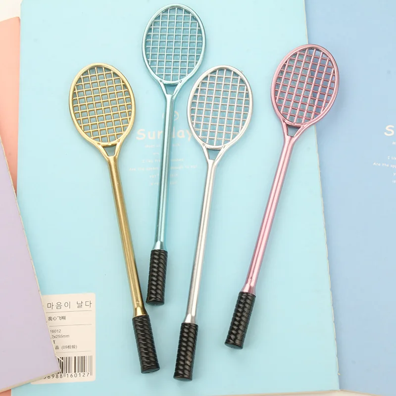 4/8/16 pièces de stylos gel en forme de raquette de badminton, design sportif créatif, encre noire 0,5 mm, papeterie kawaii, cadeau
