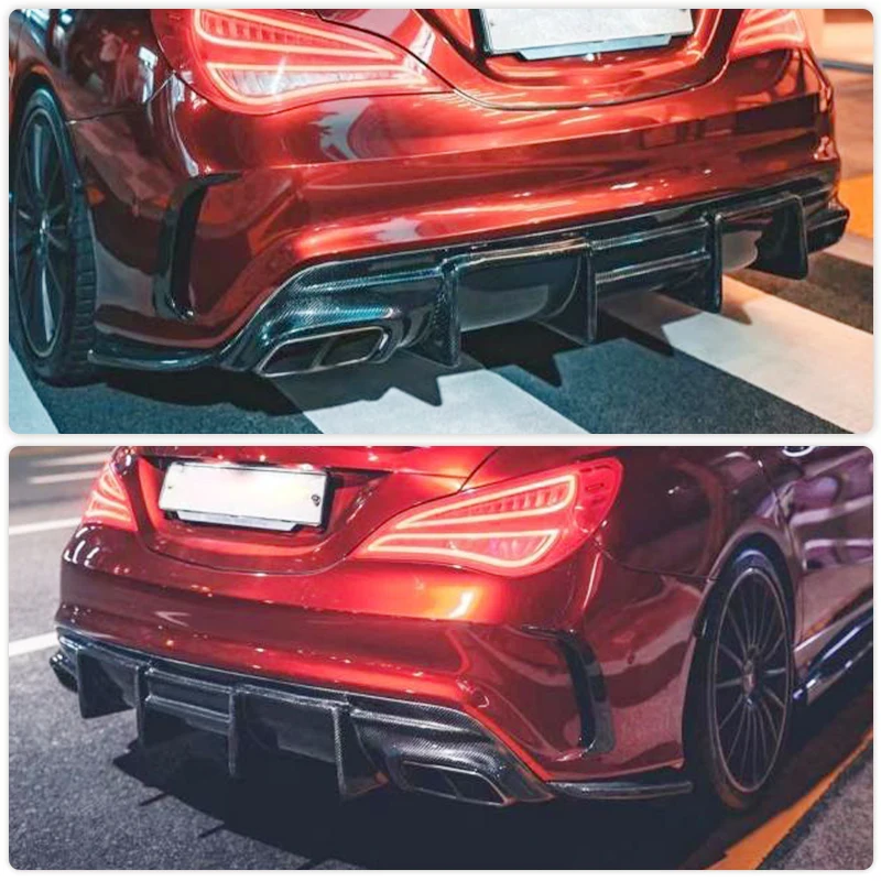 Carbon Fiber Car Rear Bumper Diffuser For Mercedes-Benz CLA Class C117 W117 Sport CLA45 AMG 2013-2019 Rear Diffuser Lip Spoiler