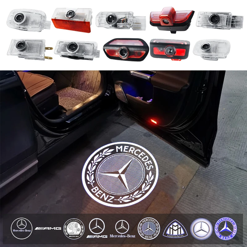 2pcs LED welcome lamp car door light logo laser projector lighting emblem For Mercedes Benz W204 W221 W222 W203 W168 W245 W164