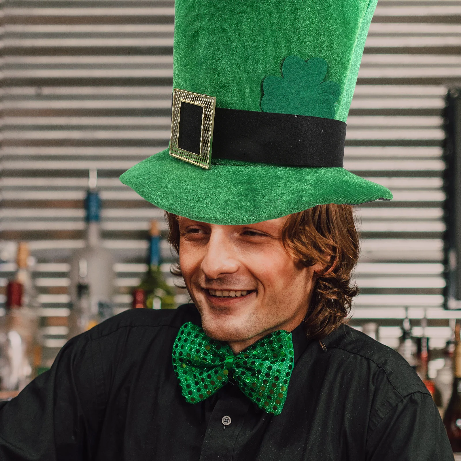 

Green Top Hat Shamrock St Patrick's Day Leprechaun Costume Irish Party Accessory St Patricks Paper Hat