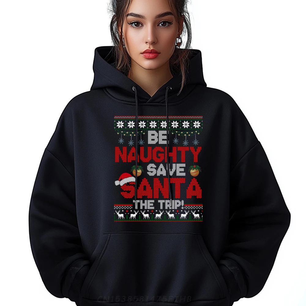 

Naughty Save Santa the Trip Ugly Xmas Sweater Graphic Sweatshirts Polyester Man Unisex Long Sleeve Hoodie Men Camisa