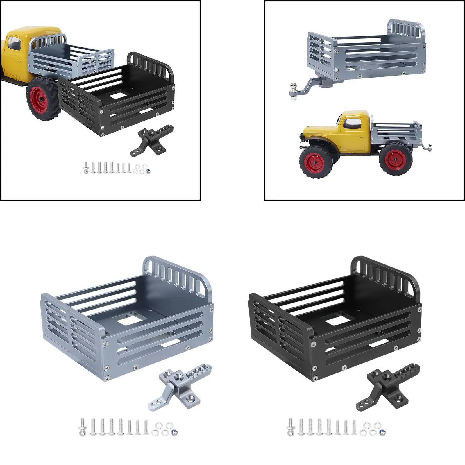 Heavy Duty 1/24 Scale Metal Detachable Rear Bucket Modification Replace Parts for Fcx24 Power Wagon Xiaoqi RC Car Trucks Model