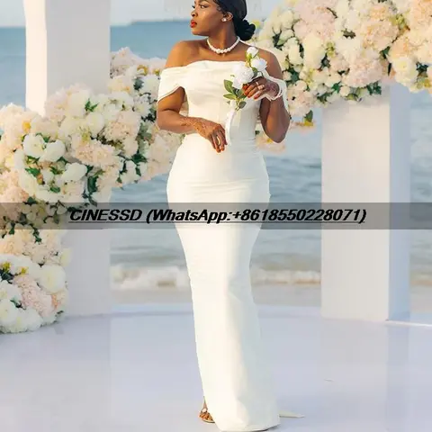 Customized Sheath Ivory Bridesmaid Dress with Bow Off Shoulder Evening Prom Formal Party Birthday vestido boda invitada mujer
